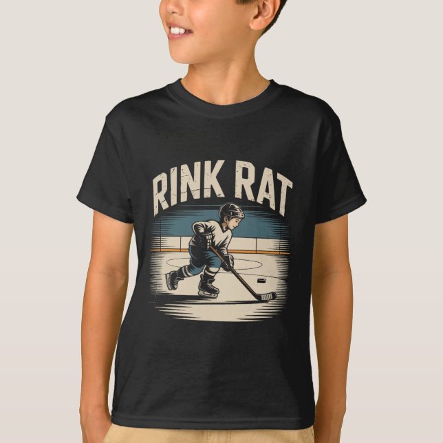 Funny Kids Ice Hockey Player Rink Rat  T Shirt (Framsida)