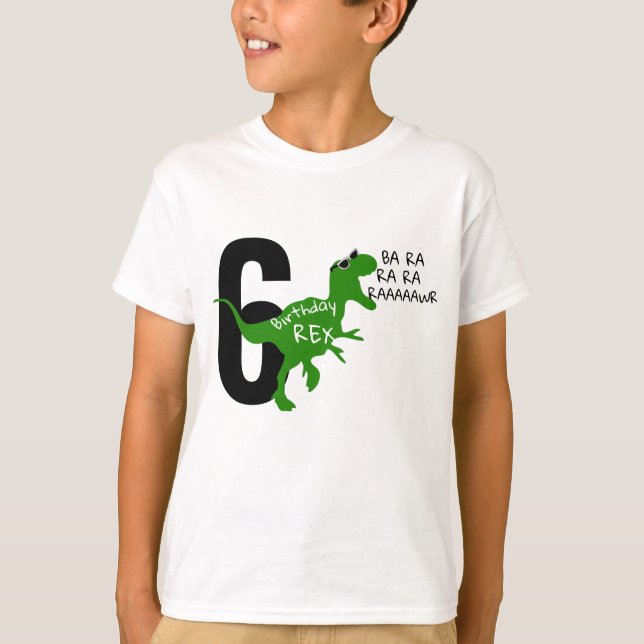 Funny Kids Personlig Birthday Dinosaur shirt T Shirt (Framsida)