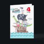 Funny Kids Pirat Animals Birthday Hälsning Kort<br><div class="desc">Lönsamt jakt på ungdjur i Pirat,  födelsedagshälsningskort. Perfekt för barn,  det här vismkortet ger glatt önskemål och en känsla av  till deras födelsedag. Gör deras dag oförglömlig!</div>