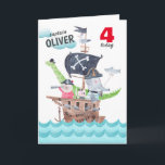 Funny Kids Pirat Animals Birthday Hälsning Kort<br><div class="desc">Lönsamt jakt på ungdjur i Pirat,  födelsedagshälsningskort. Perfekt för barn,  det här vismkortet ger glatt önskemål och en känsla av  till deras födelsedag. Gör deras dag oförglömlig!</div>