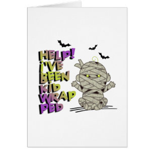 Funny Kidwrapped Mummy Baby Grönt ID683 Hälsningskort