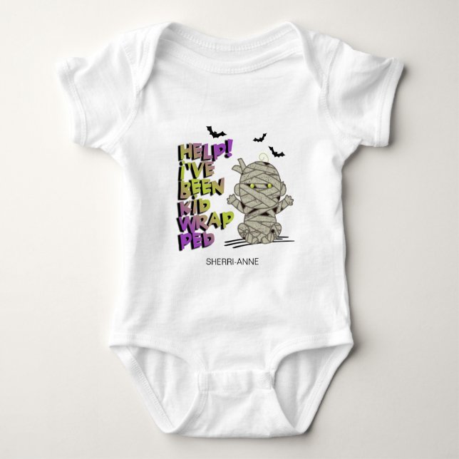 Funny Kidwrapped Mummy Baby Grönt ID683 T Shirt (Framsida)