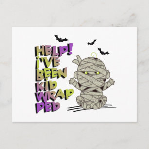 Funny Kidwrapped Mummy Baby Grönt ID683 Vykort