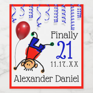 Funny Killar 21:a födelsedagen Party Sparkling Vin Vinflaska Etikett