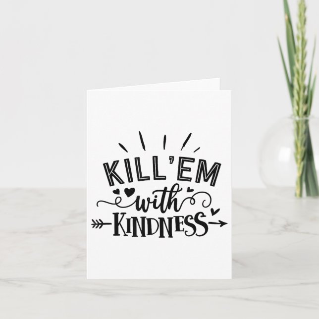 Funny Kill'em With Kindness Motivational Woman  Kort (Framsida)