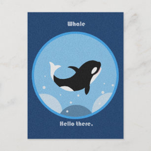 Funny Killer Whale Hej där Postcard Lycklig Orca Vykort