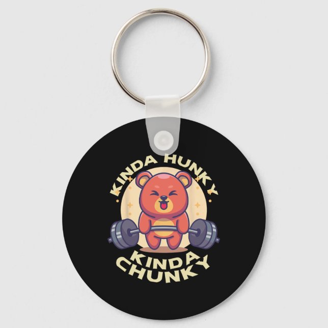 Funny Kinda Chunky Kinda Hunky Bodybuilding Gym Po Nyckelring (Framsida)