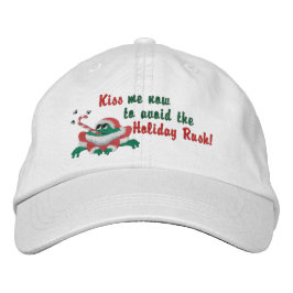 Funny Kiss Me Now Frog Broderad Keps