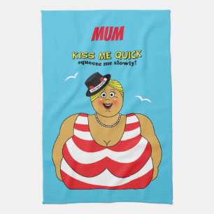 Funny Kiss Me Quick British Seaside Swimdress Dam Kökshandduk