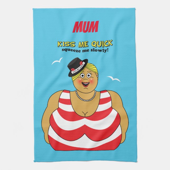 Funny Kiss Me Quick British Seaside Swimdress Dam Kökshandduk (Vertikal)
