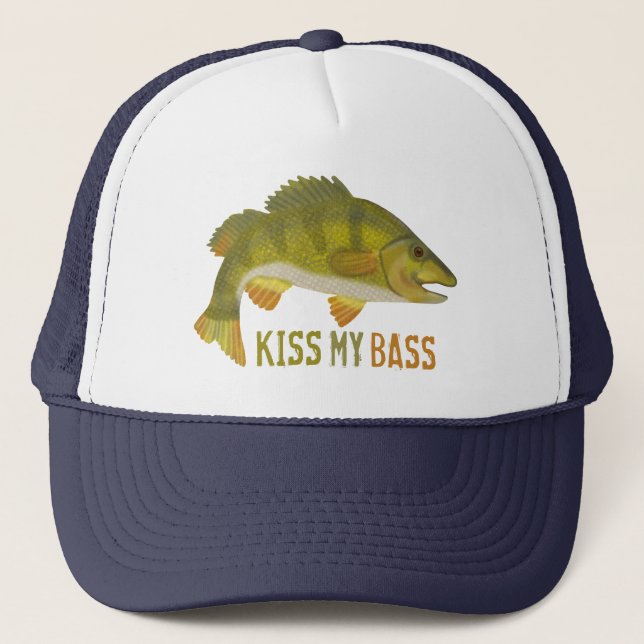 Funny Kiss Min Bass Fish Fishing Angler Humor Keps (Framsida)