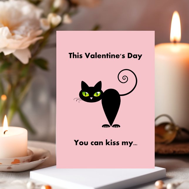 Funny Kiss My Black Cat Valentine Julkort (Skapare uppladdad)