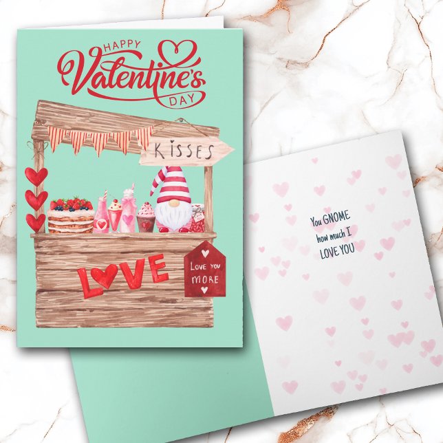 Funny Kissing Booth Gnome Valentine Helgkort (Skapare uppladdad)