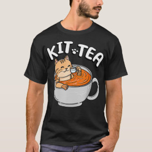 Funny KIT TEA Kattunge Kitten Tea Drinker Pet Par T Shirt