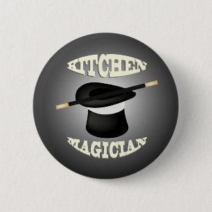 Funny Kitchen Magician Button Knapp