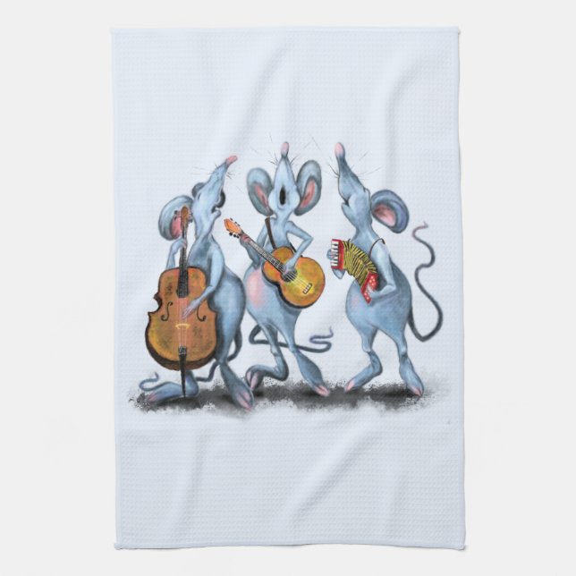 Funny Kitchen Towel Romantic Mouse Music Band Kökshandduk (Vertikal)