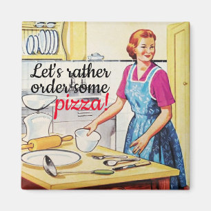 Funny Kitsch Vintage Housefru i köket 1950 Magnet