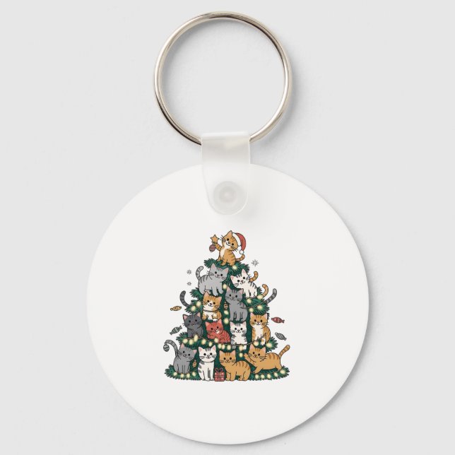 Funny Kitten Julgran Cat Pet Animal Lover Nyckelring (Framsida)