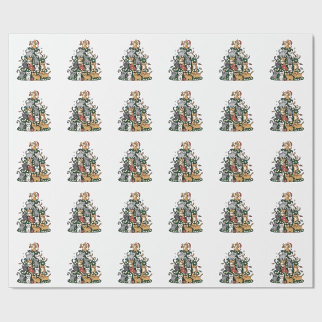 Funny Kitten Julgran Cat Pet Animal Lover Presentpapper (Platt)