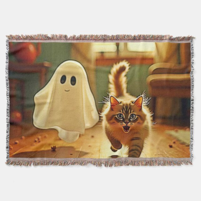 Funny Kitten Spooky Friend Design Filt (Framsidan)
