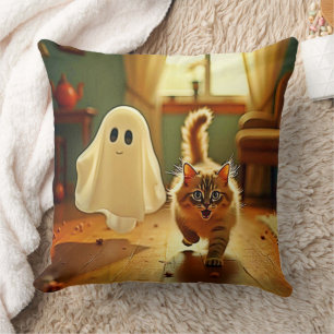 Funny Kitten Spooky Friend Kudde