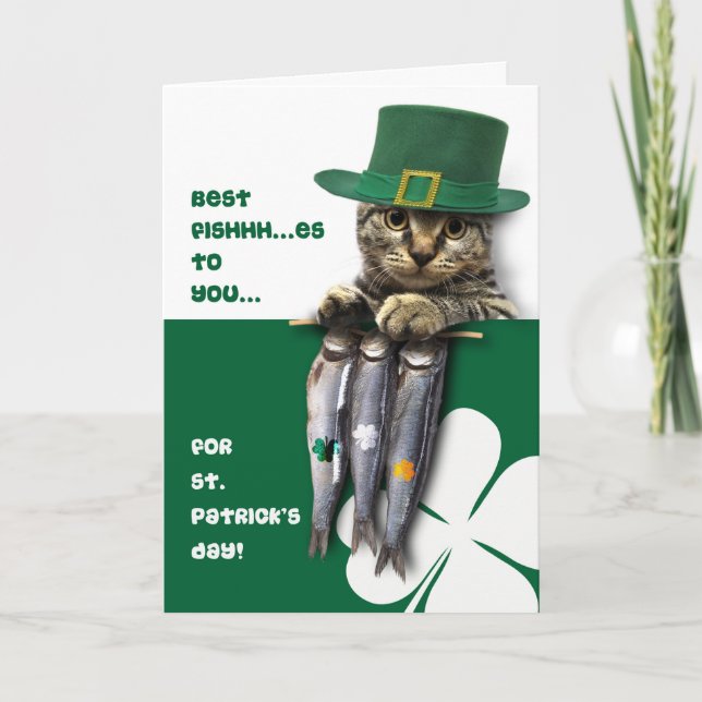 Funny Kitten St. Patrick's Day Greeting Cards Kort (Framsida)