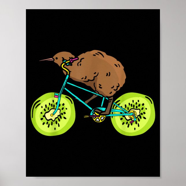 Funny Kiwi Biker Cycling Gift New Zealand  Poster (Framsidan)