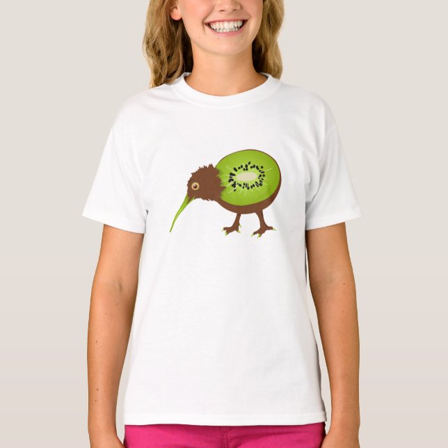 Funny Kiwi Bird Fruit Tecknad T Shirt (Framsida)