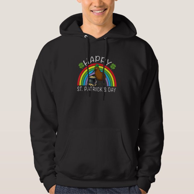 Funny Kiwi Bird Lucky Shamrock Rainbow St Patrick Hoodie (Framsida)
