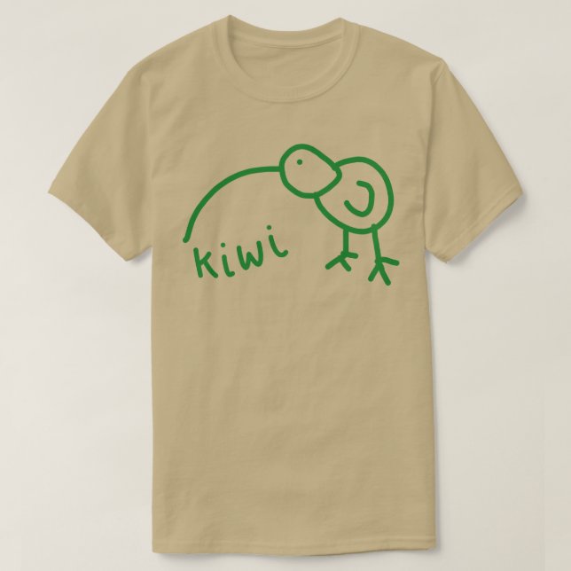 Funny Kiwi Doodle Grönt T Shirt (Design framsida)