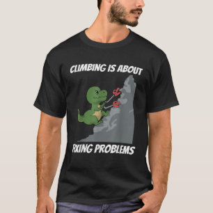 Funny klättning T Shirt T Rex Sten Kliber Dinosaur