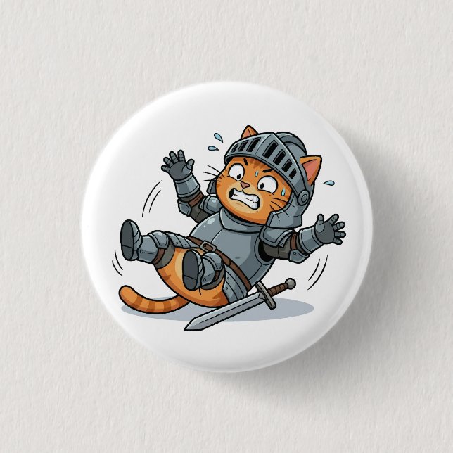 Funny Knight Cat Button Knapp (Framsida)