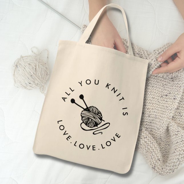 Funny Knitting All you sticka är kärlek Tygkasse (knitting tote bag)