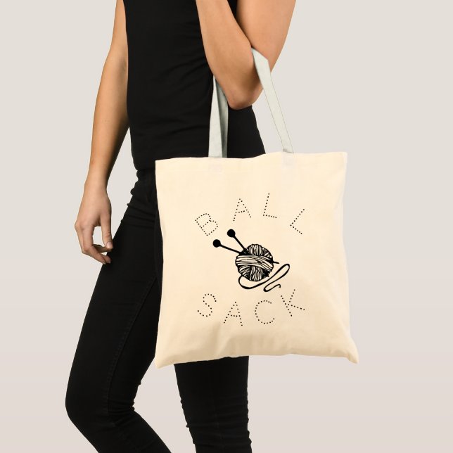 Funny Knitting Boll Sack Tote Bag Tygkasse (Framsida (produkt))