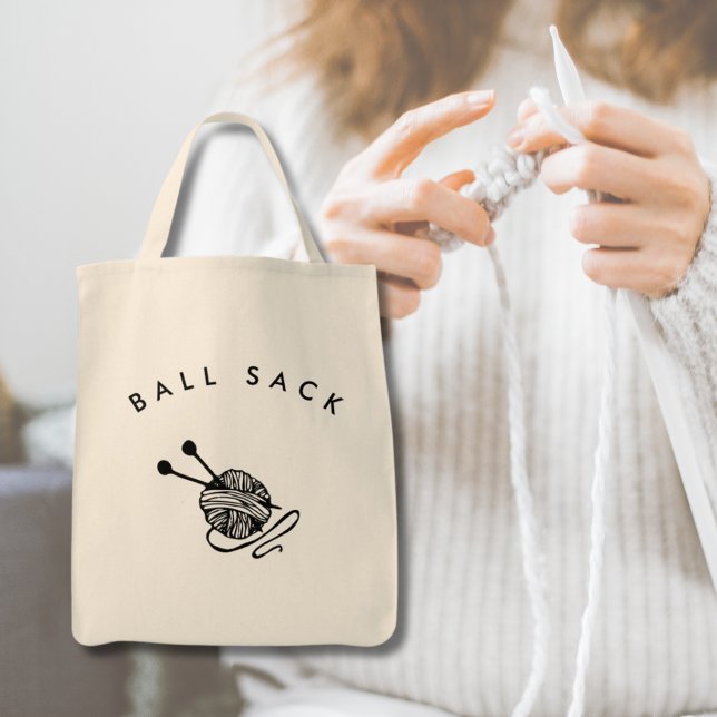 Funny Knitting Boll Sack Tygkasse (Funny Knitting Ball Sack Tote Bag
)