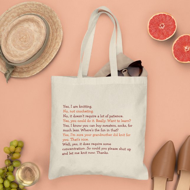 Funny Knitting Conversation Mamma Mors dag-garn Tygkasse (Funny Knitting Conversation Mom Mothers Day Yarn Tote Bag)