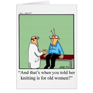 Funny Knitting Humor Blank Card-specifikationer Hälsningskort
