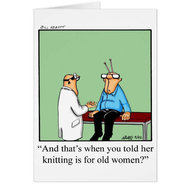 Funny Knitting Humor Blank Card-specifikationer Hälsningskort (Framsidan)