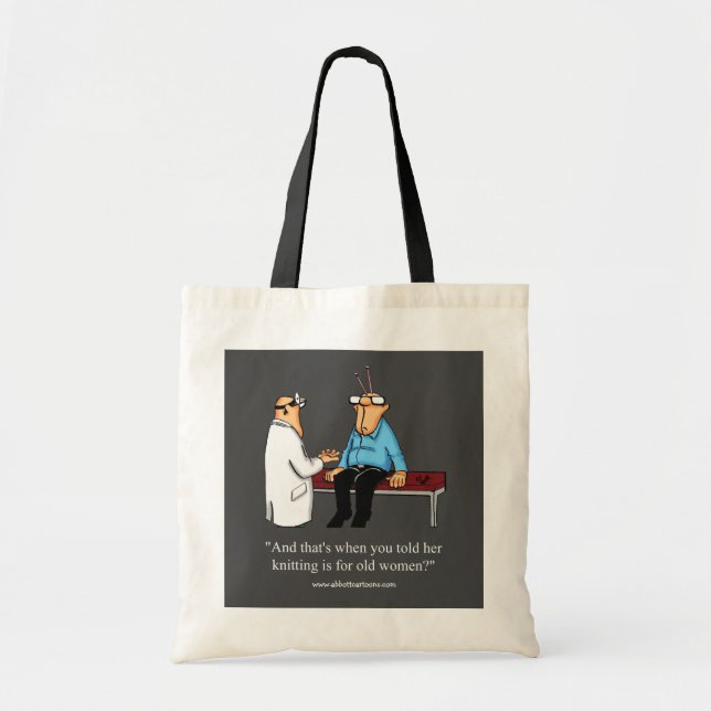 Funny Knitting Humor Tote Bag Tygkasse (Framsidan)