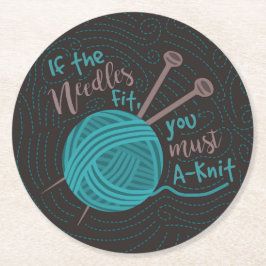 Funny Knitting Humous Nål Yarn Knitter Underlägg Papper Rund