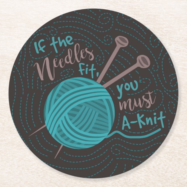 Funny Knitting Humous Nål Yarn Knitter Underlägg Papper Rund (Framsidan)