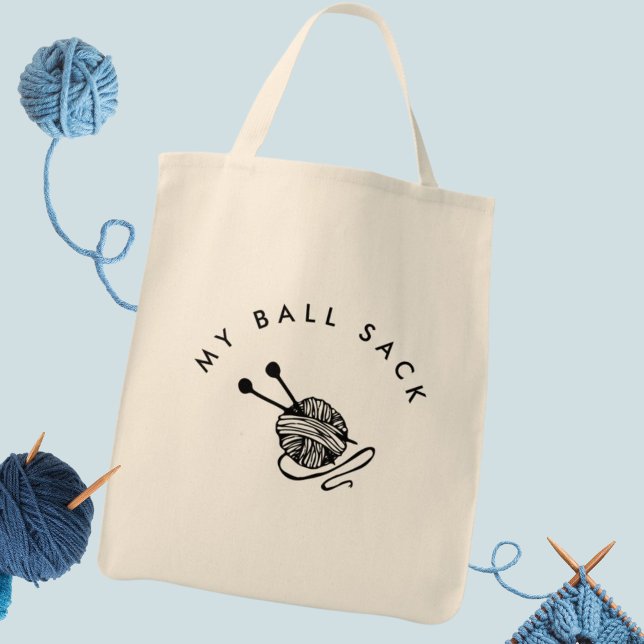 Funny Knitting I My Boll Sack Tygkasse (knitting tote bag is a funny knitting gift for a knitter or crochet )