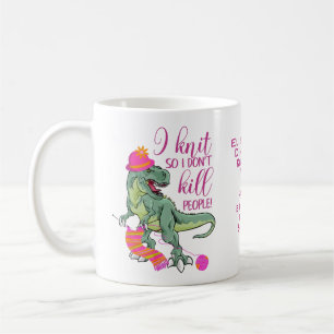 Funny Knitting Quote Dinosaur Kaffemugg