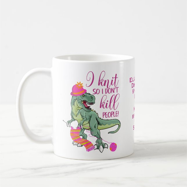 Funny Knitting Quote Dinosaur Kaffemugg (Vänster)