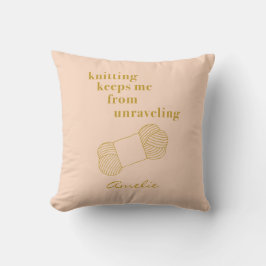 Funny Knitting Quote  Guld Personlig Kudde