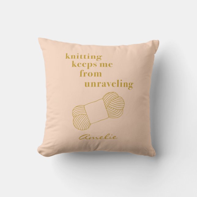 Funny Knitting Quote  Guld Personlig Kudde (Framsida)