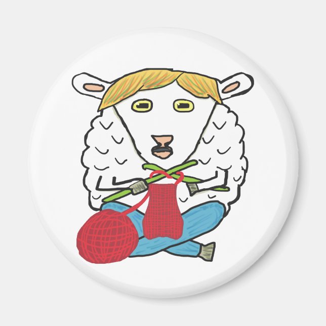 Funny Knitting Sheep Magnet (Framsidan)