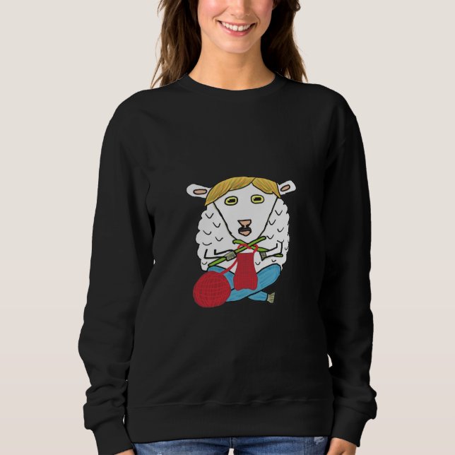 Funny Knitting Sheep T Shirt (Framsida)