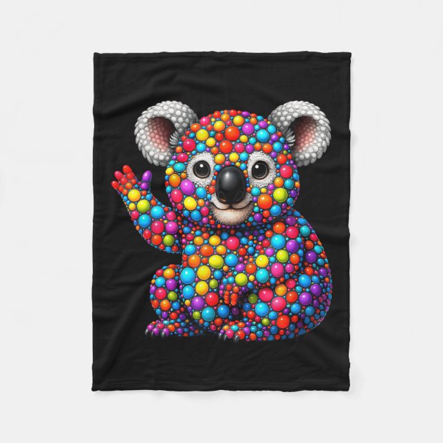 Funny Koala Älskare Polka dots Lycklig Dot Day Gir Fleecefilt (Framsidan)