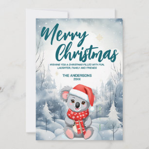 Funny Koala God jul träd snö Julfest Julkort